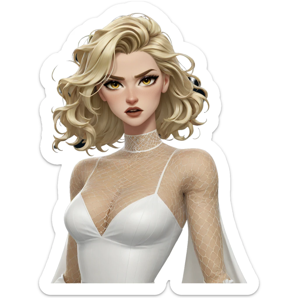blonde girl in white dress sticker