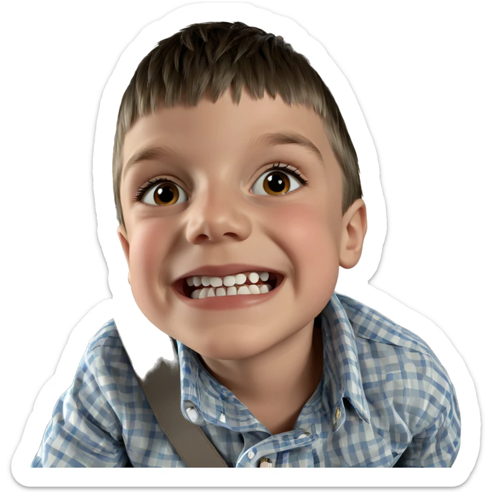 boy in plaid shirt sticker