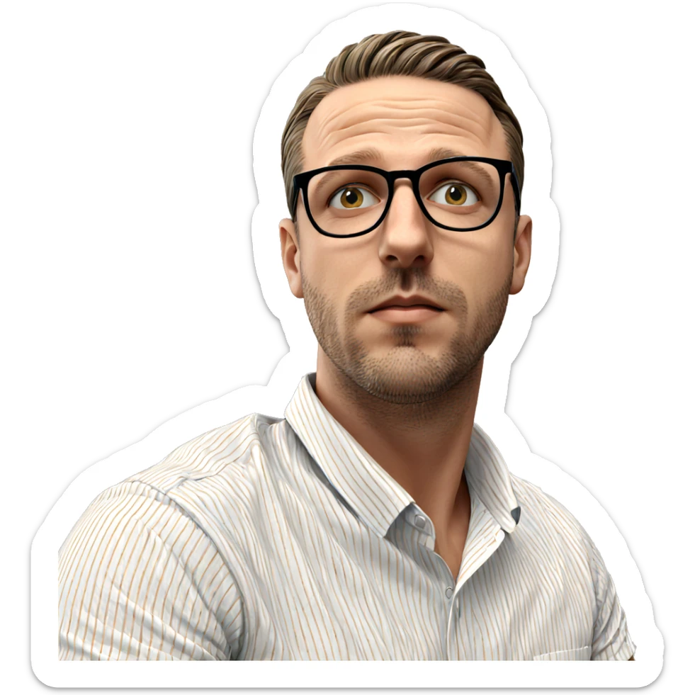 man in striped white shirt sticker