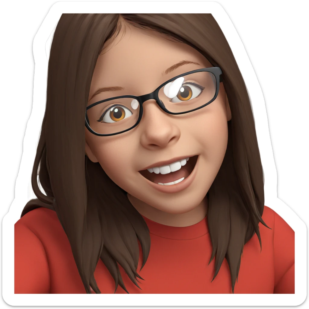 girl with glasses and brown hair sticker