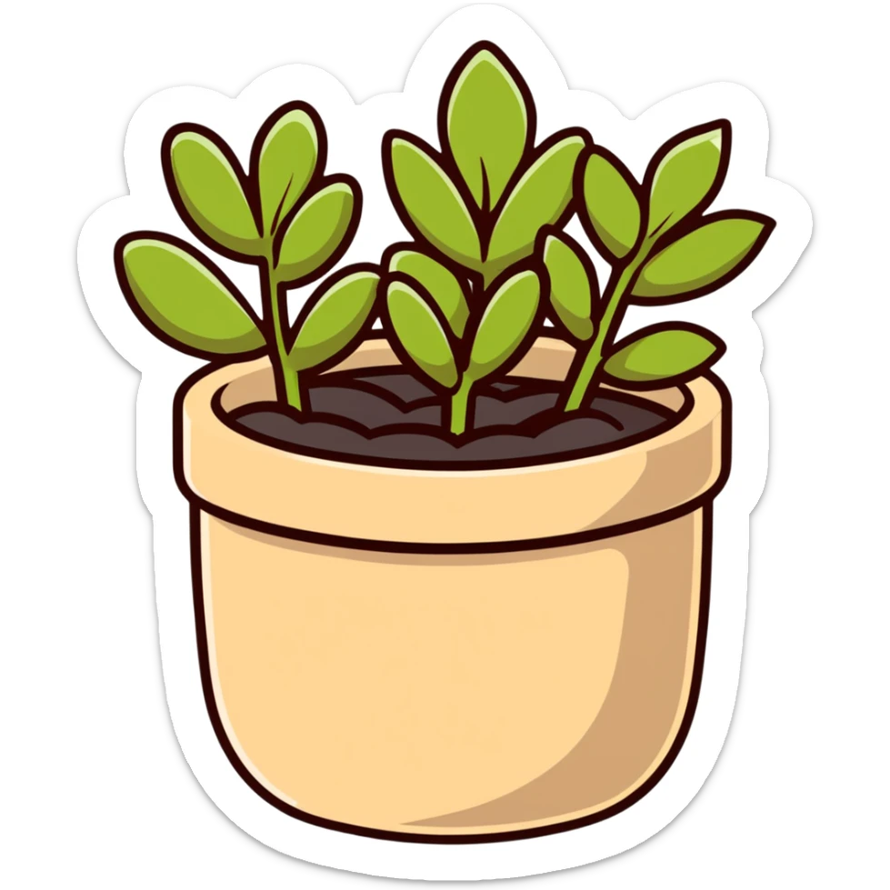 Sedum Pachyphyllum jelly bean plant succulent with thick tubular leaves in a beige pot sticker