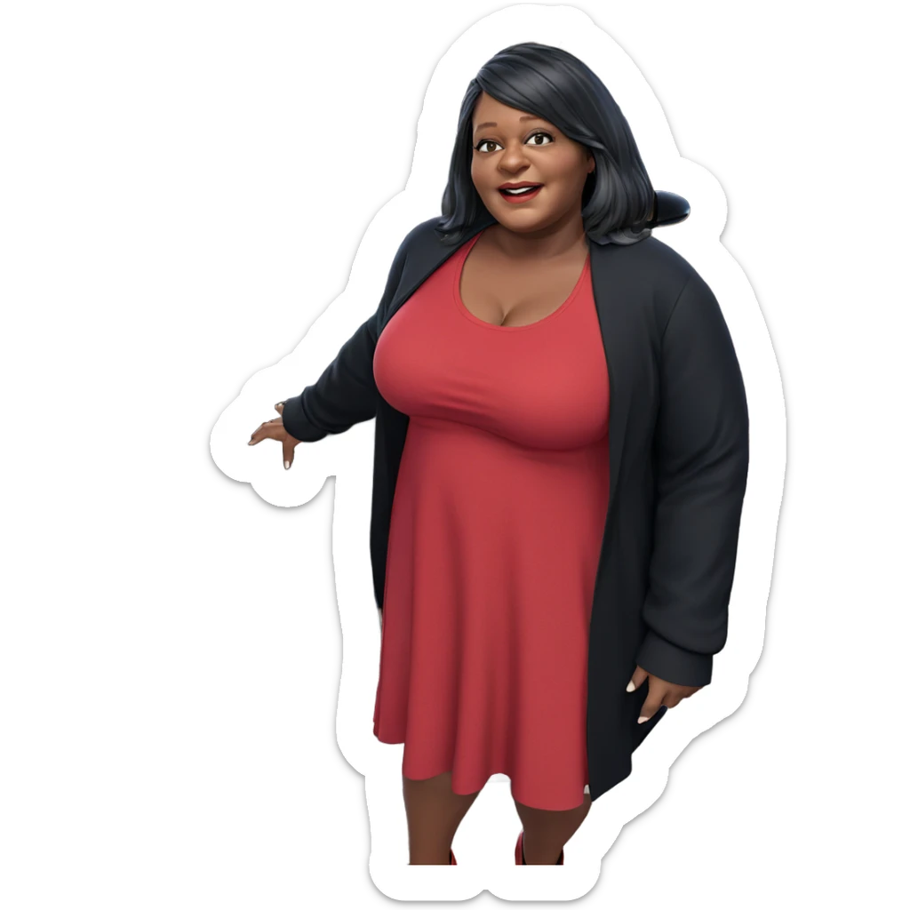 girl in red dress by car sticker