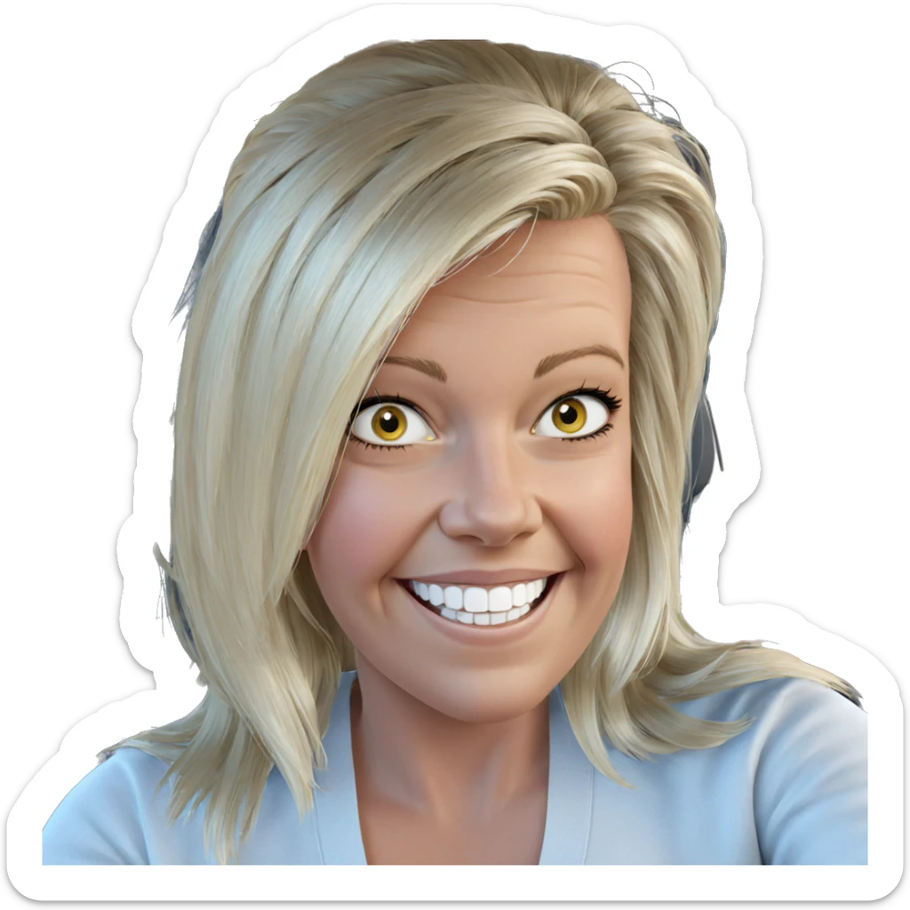 blonde girl smiling in car sticker