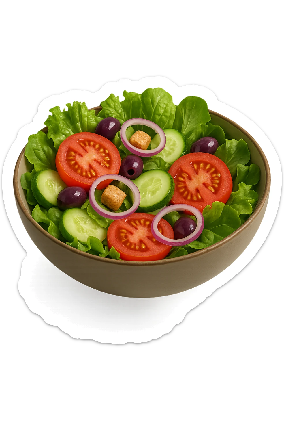 bowl di insalata 3d che fluttua in aria, iperrealistica 4k sticker