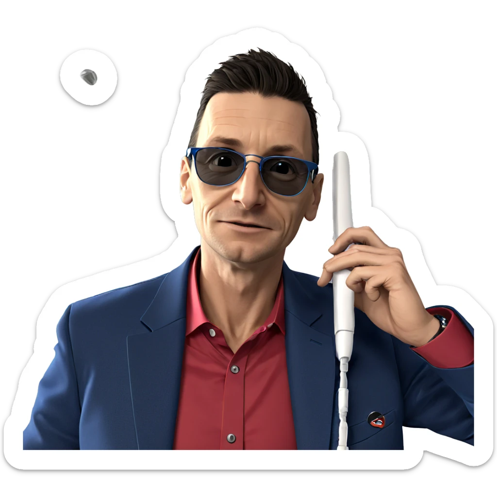 blue jacket style with sunglasses sticker