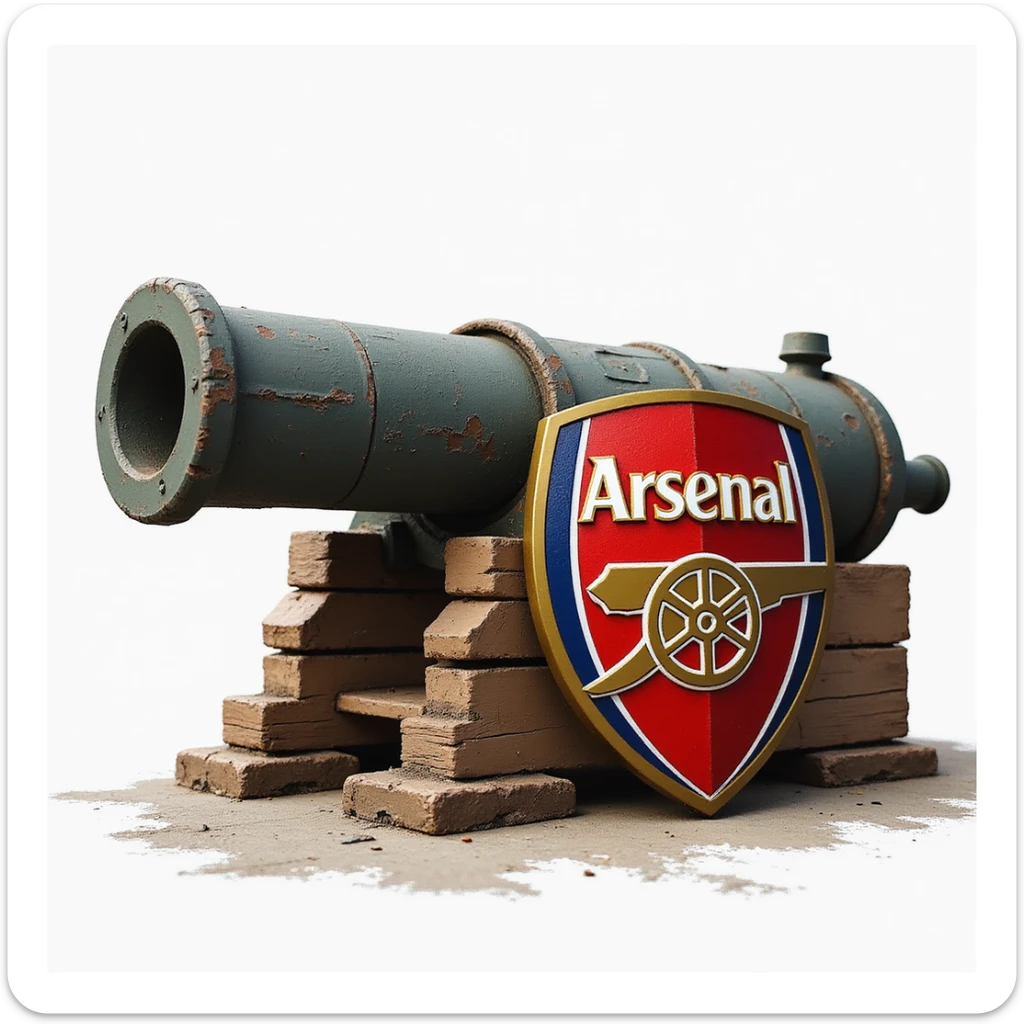 realistic illustration of Arsenal football club cannon with a shield sticker