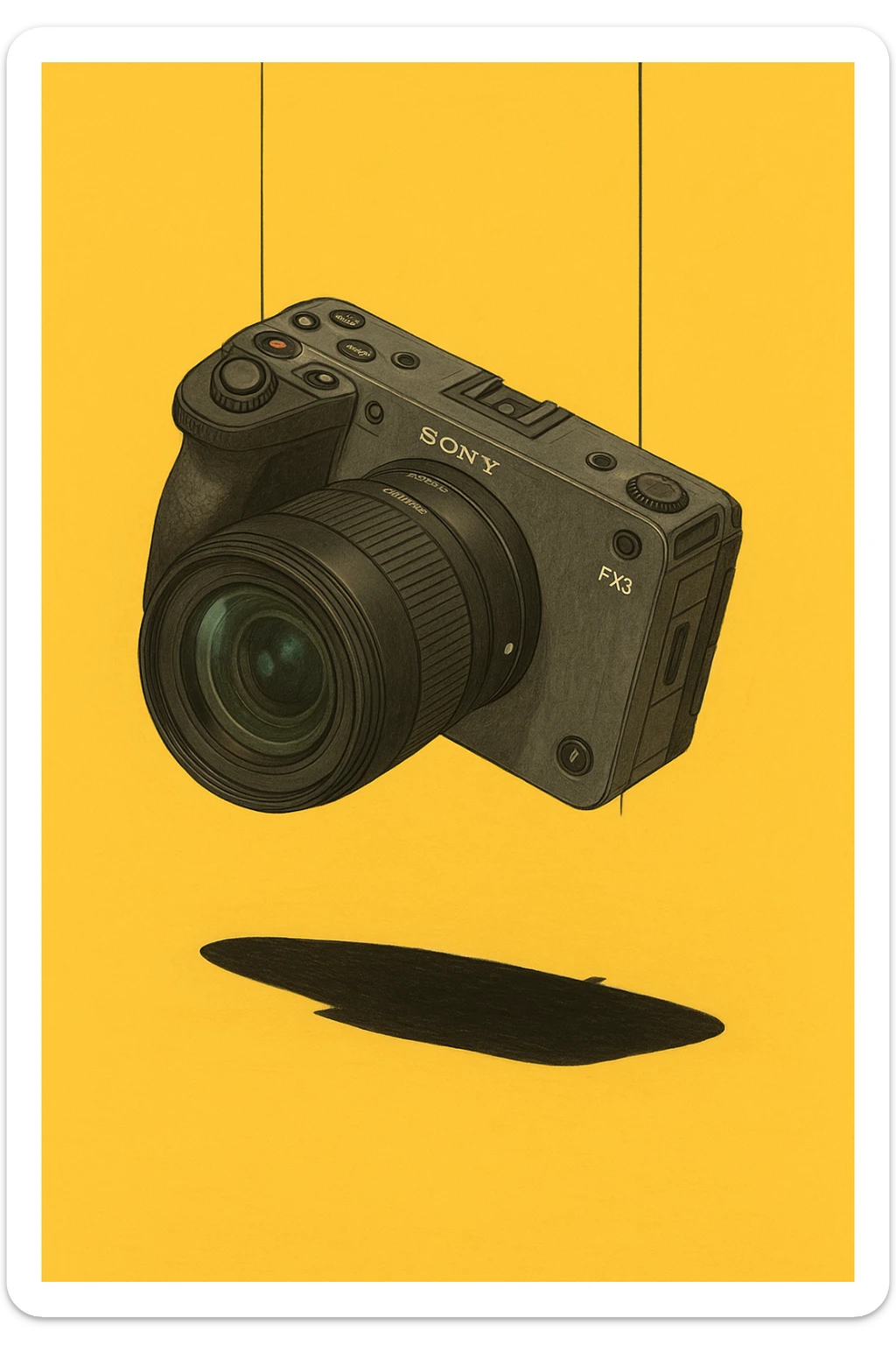 xuddi mana shu sariq mashina o'rniga sony fx3 kamerasini qo'yib o'zgartirib ber sticker