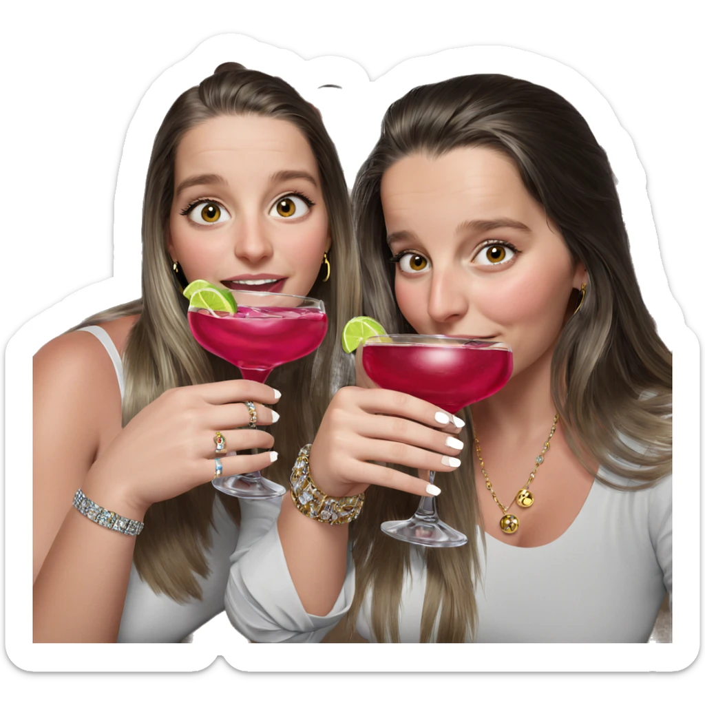 girls with cocktails and jewelry sticker