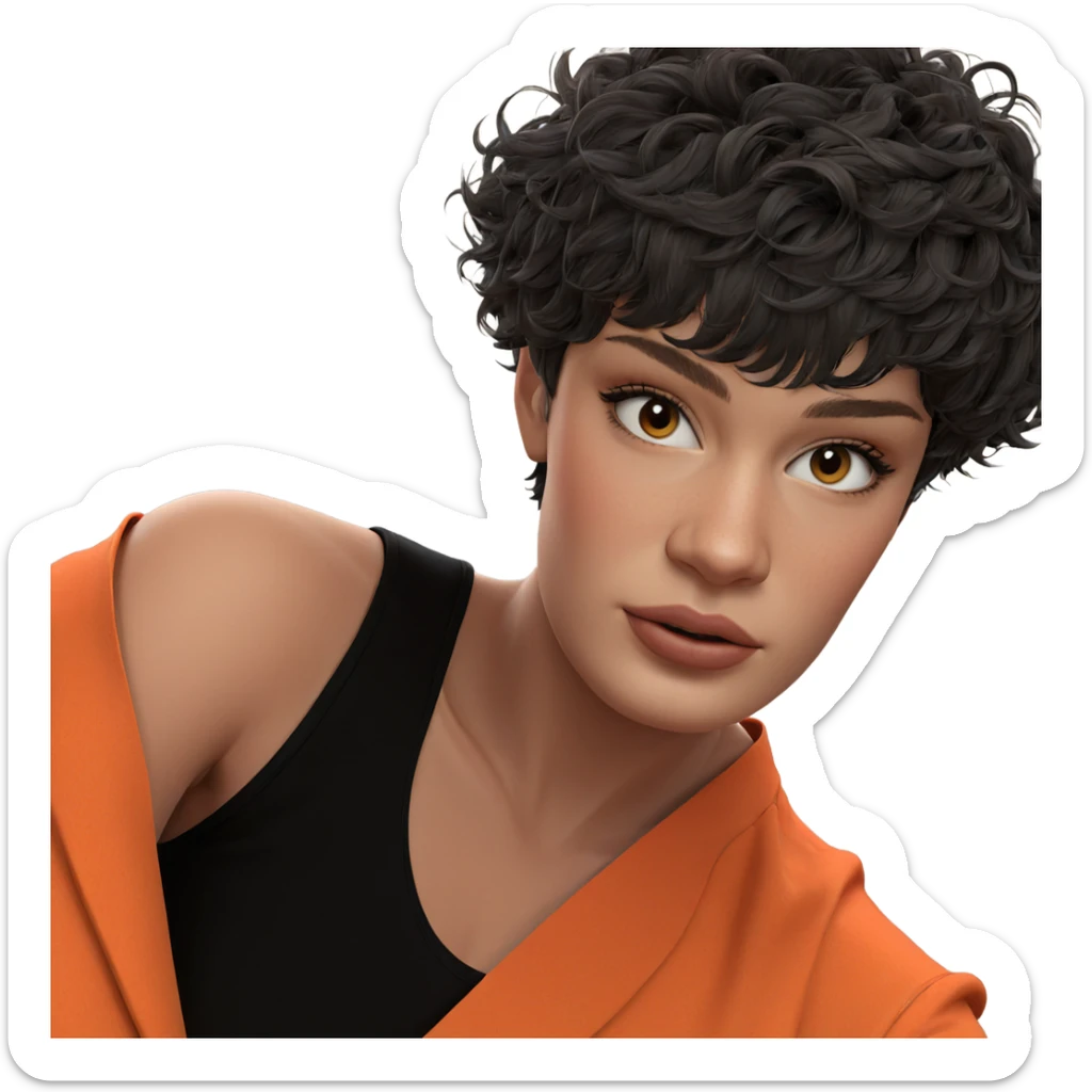 realistic girl with short hair sticker