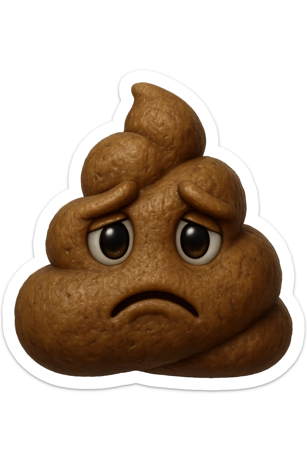emoji stile iphone di una montagnetta di feci umane realistiche a palline tristi, iperrealistico 4k sticker