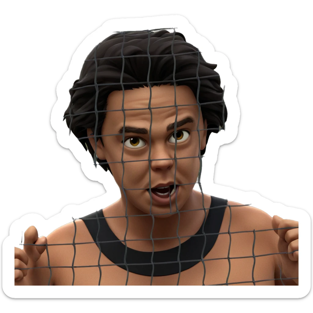 girl in swimsuit by fence sticker