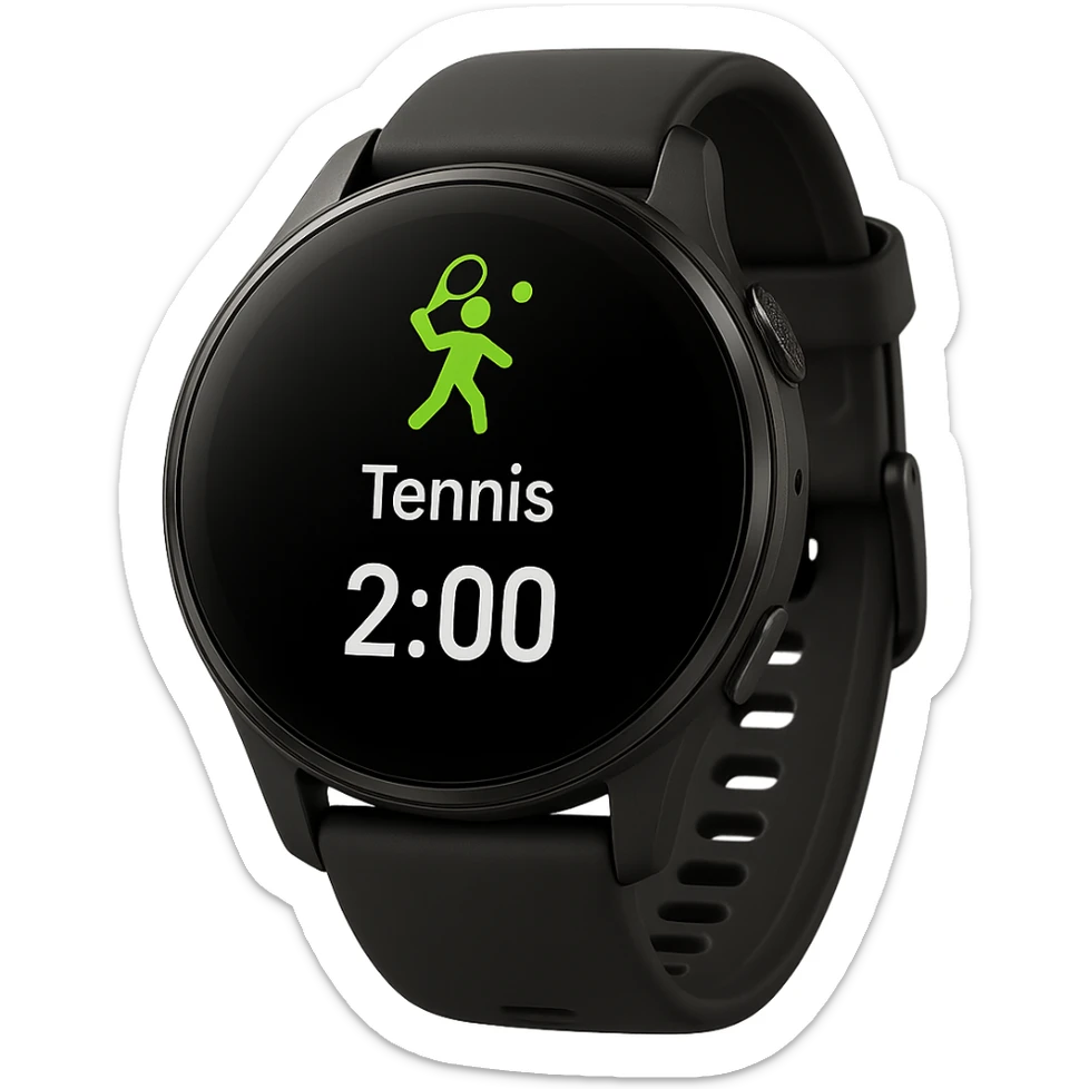 smartwatch con modalità attiva di tennis che segna 2 ore di tennis, REALISTICA 4K sticker