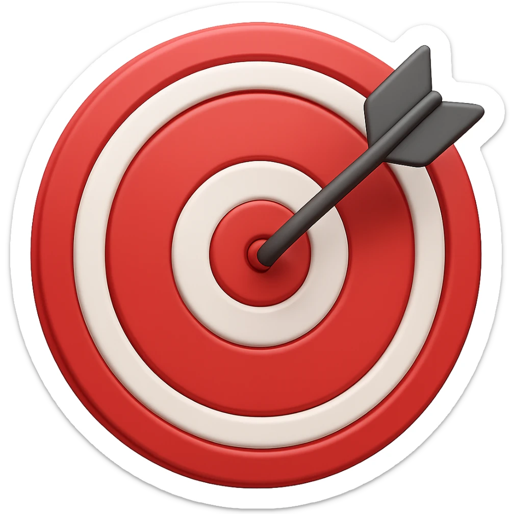 Add a simple arrow in the center of the bullseye target. Keep the style consistent with the original image. No text and no background. sticker
