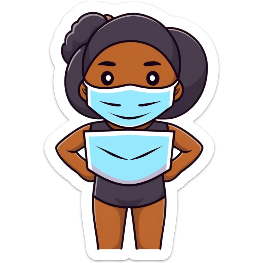 Black girl with facial mask during skincare sticker