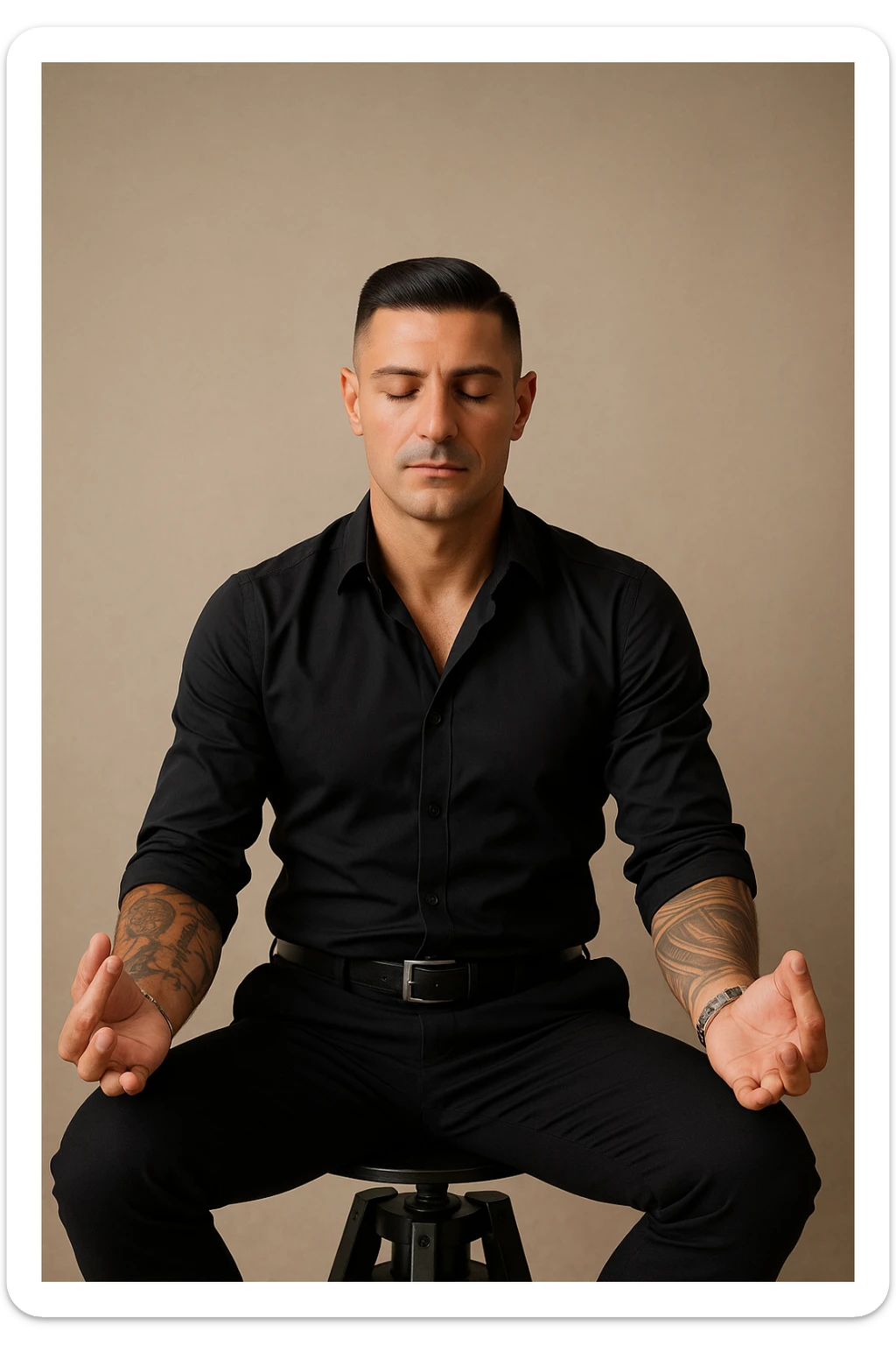 Uomo che applica la respirazione per calmare il suo sistema nervoso sticker