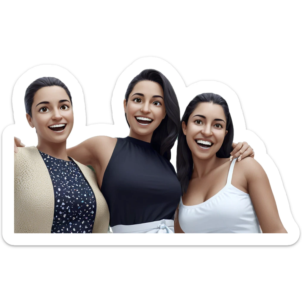 happy girls in white dresses sticker