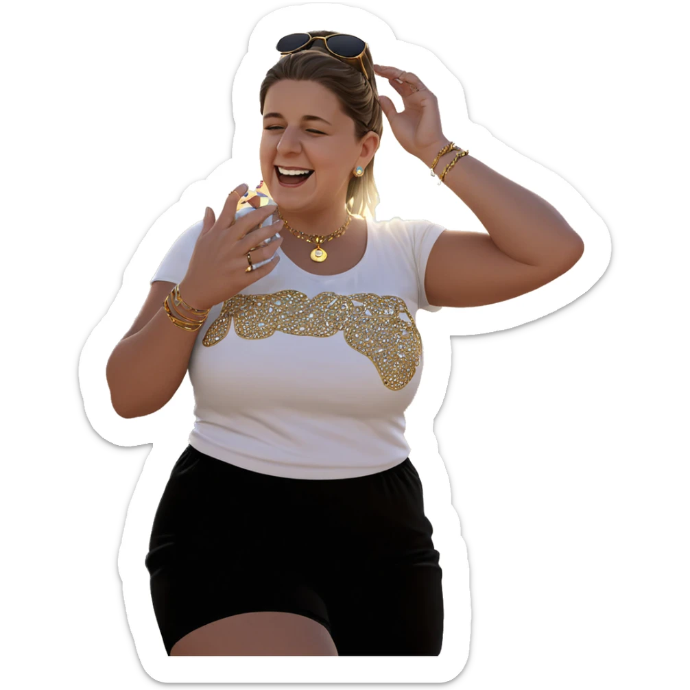 girl with jewelry at sunset sticker