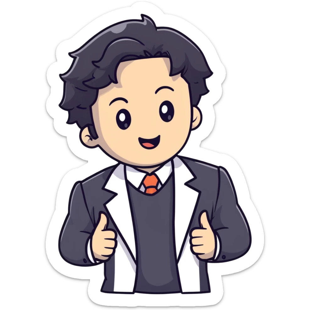 Polished headshot of a management educator with black wavy hair, stubble, strong features, white skin, smart casual attire with blazer, dynamic speaking expression, professional appearance for speaker profile sticker