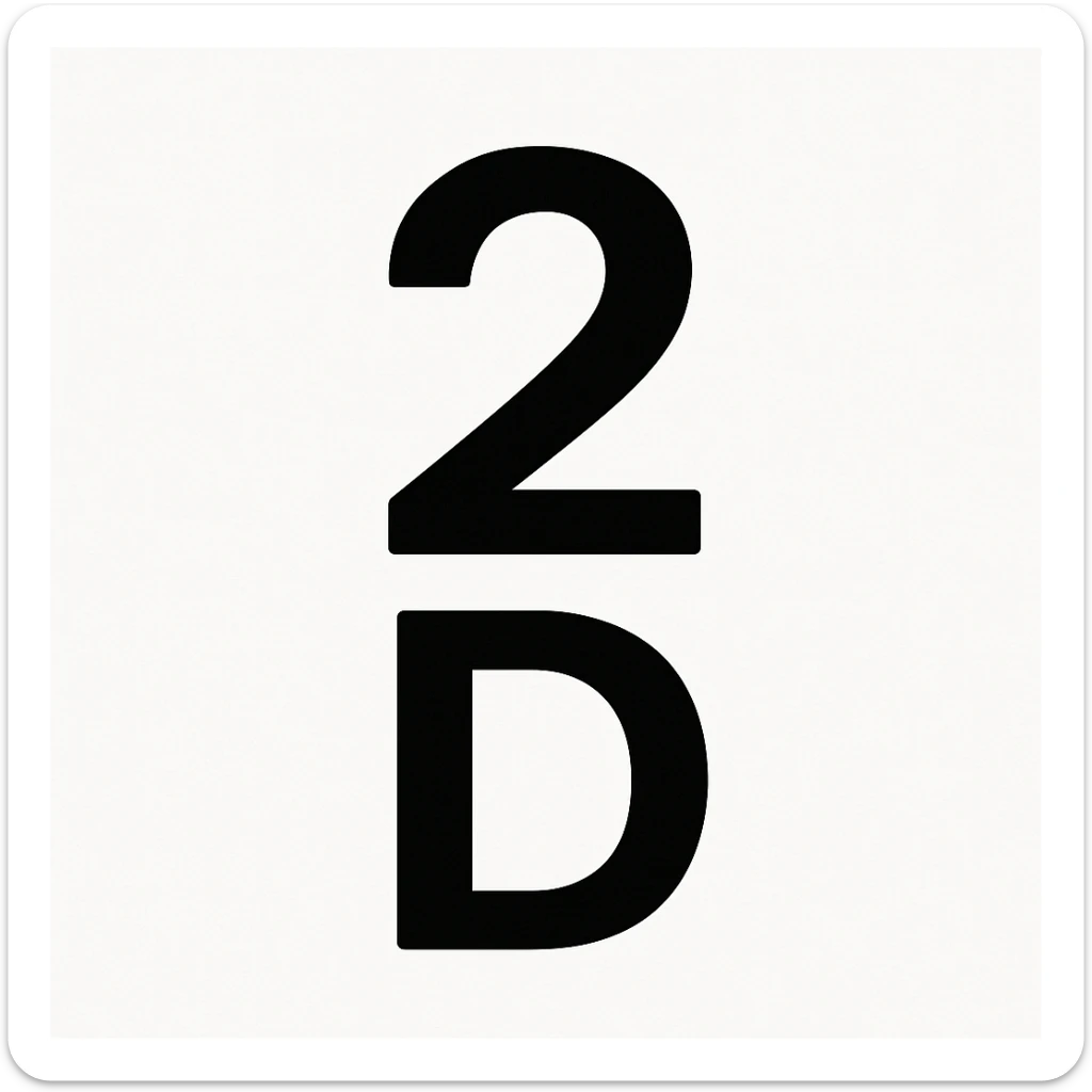 The number 2 with the letter D under it sticker