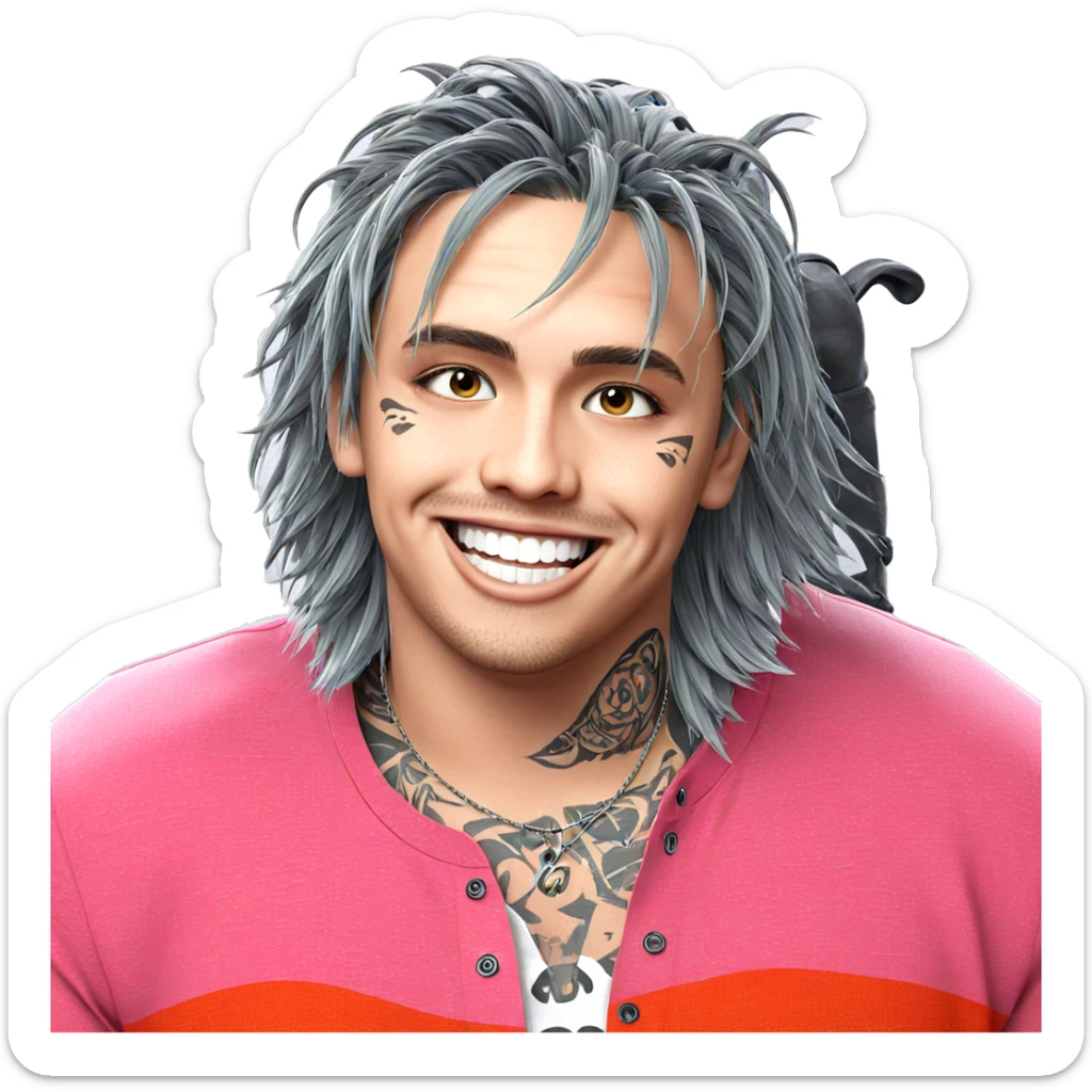 smiling boy with tattoo sticker