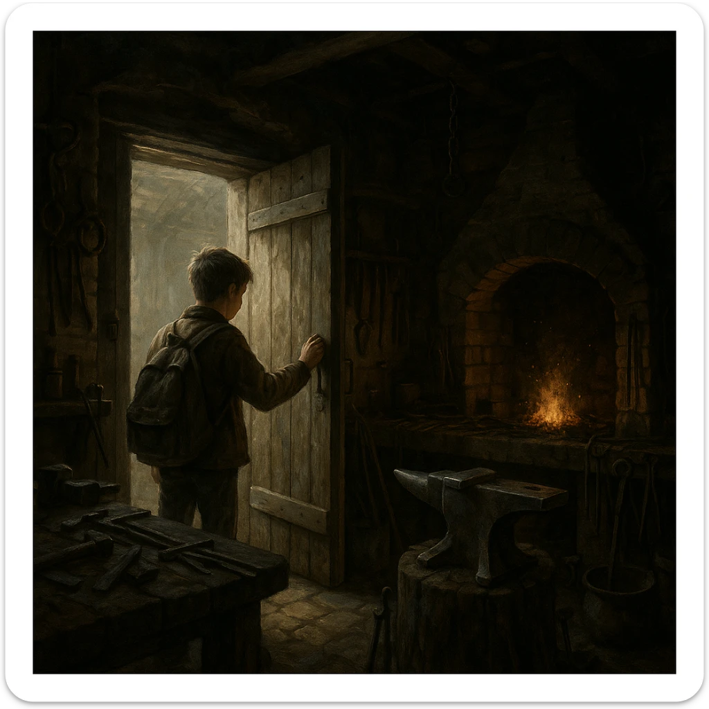 Sartaroshxonaga kirib kelayotgan o'smirin bola u eshikni ochayapti rakurs ichkaridan g'ira shira  sticker