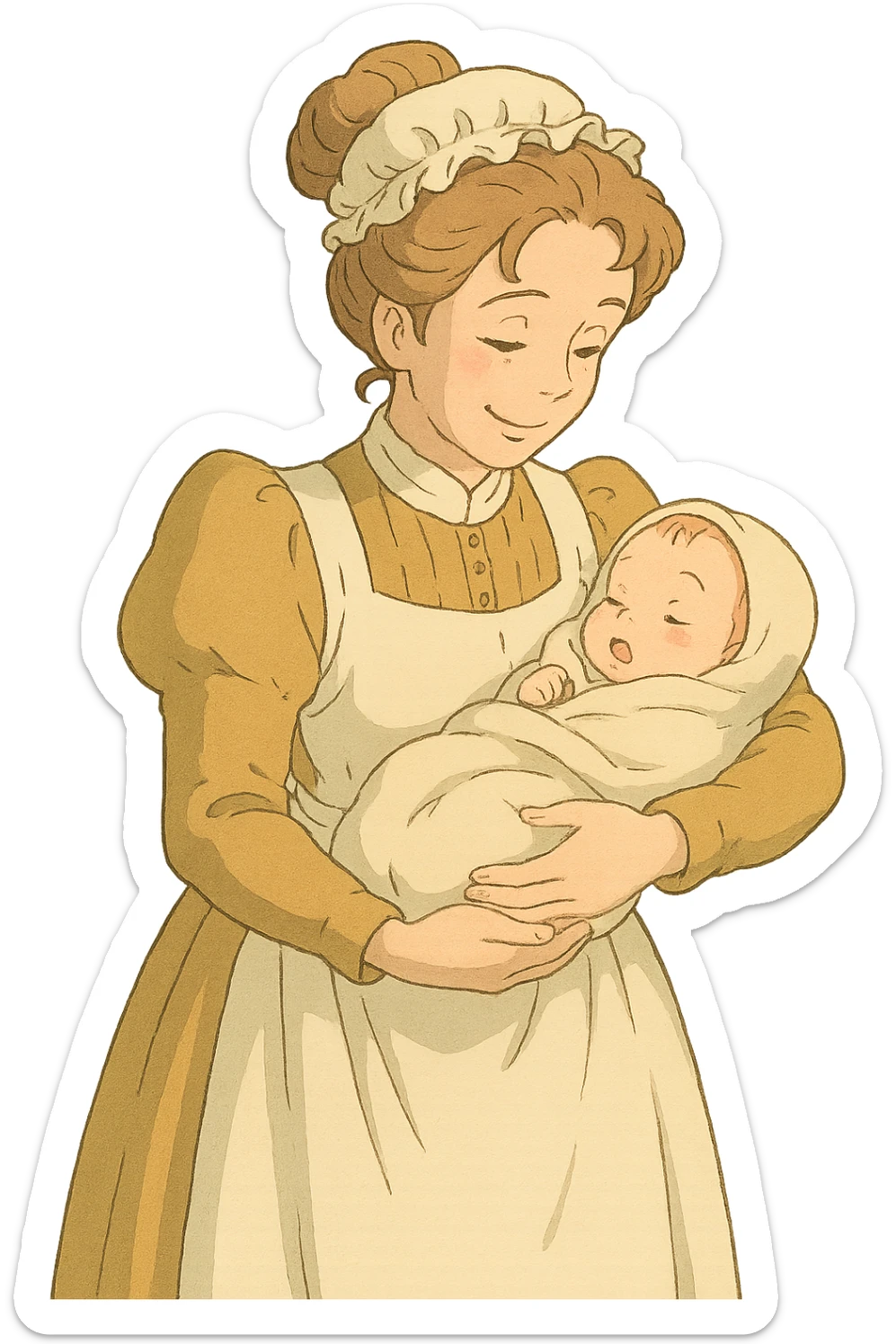 victorian midwife with baby sticker