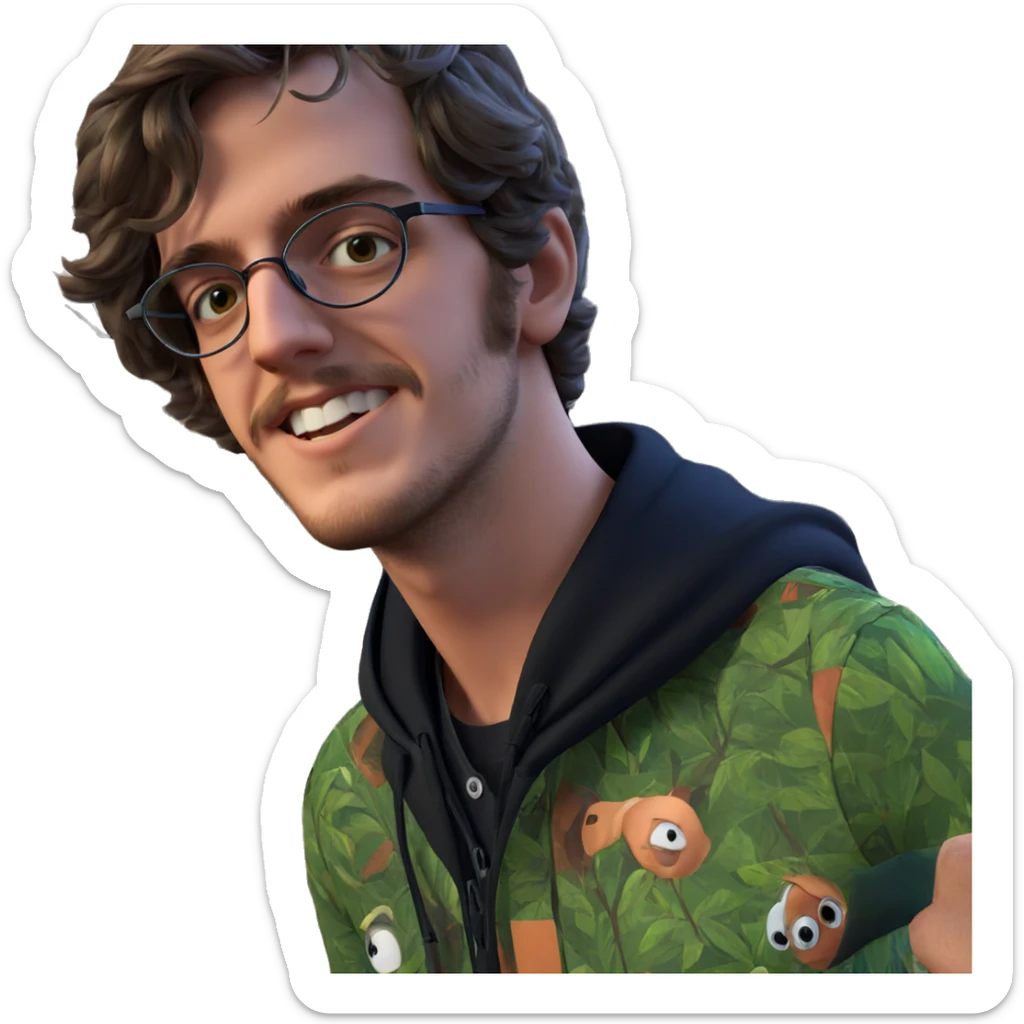 boy with glasses by tree sticker