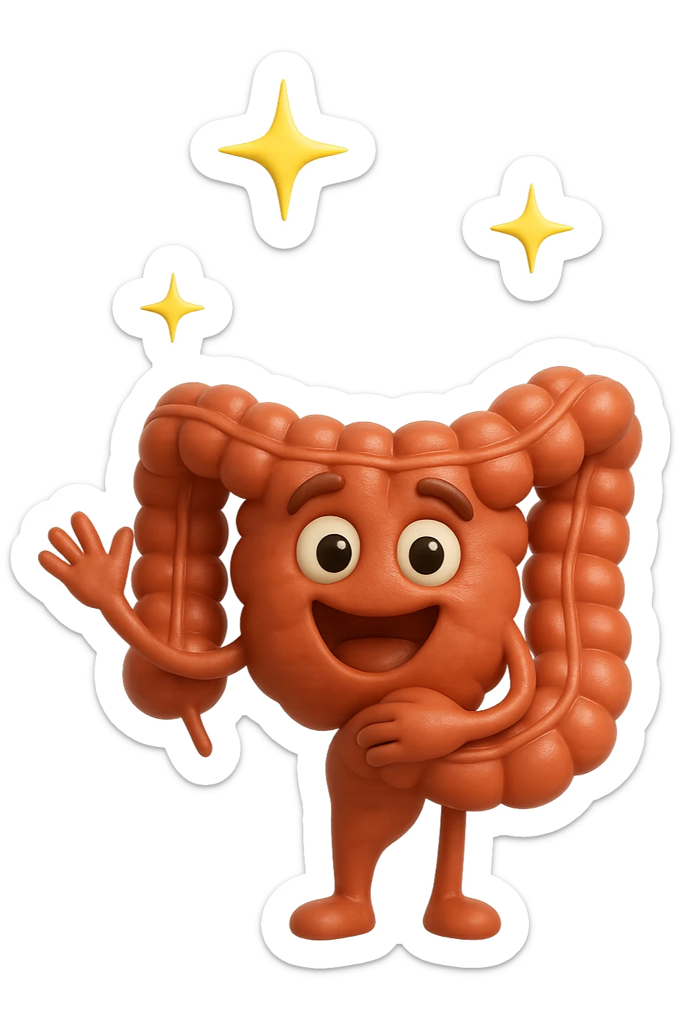 fammi un intestino identico a questo, ma felice e con le scintille di splendore dorate sopra, si sta rinnovando come se fosse in ottima salute sticker