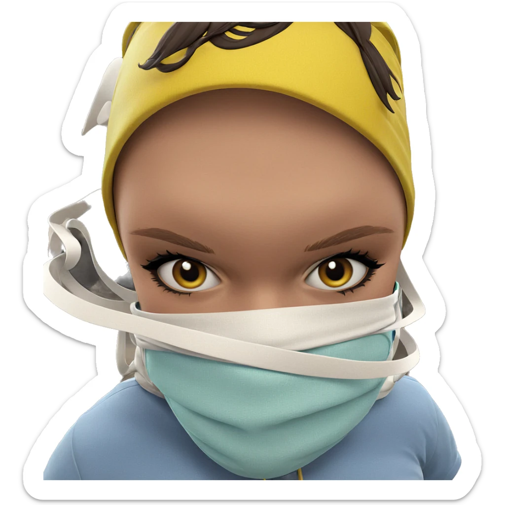 masked girl looking at viewer sticker