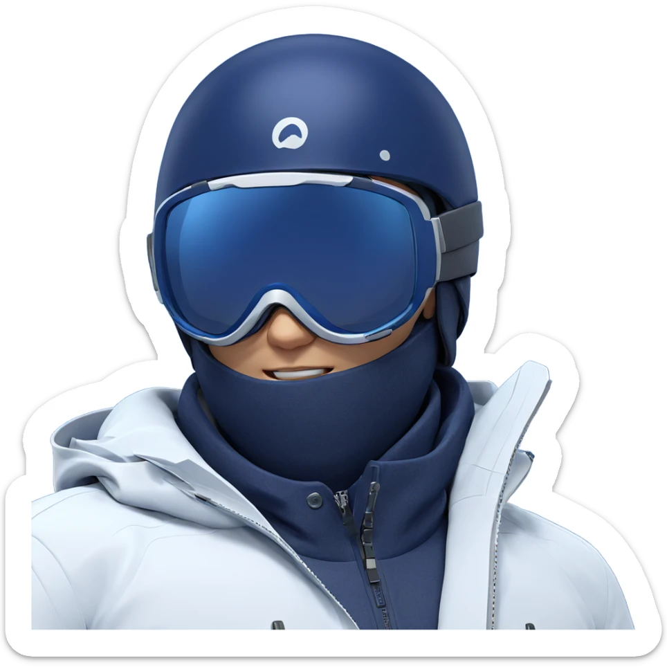 blue jacket with helmet and goggles sticker