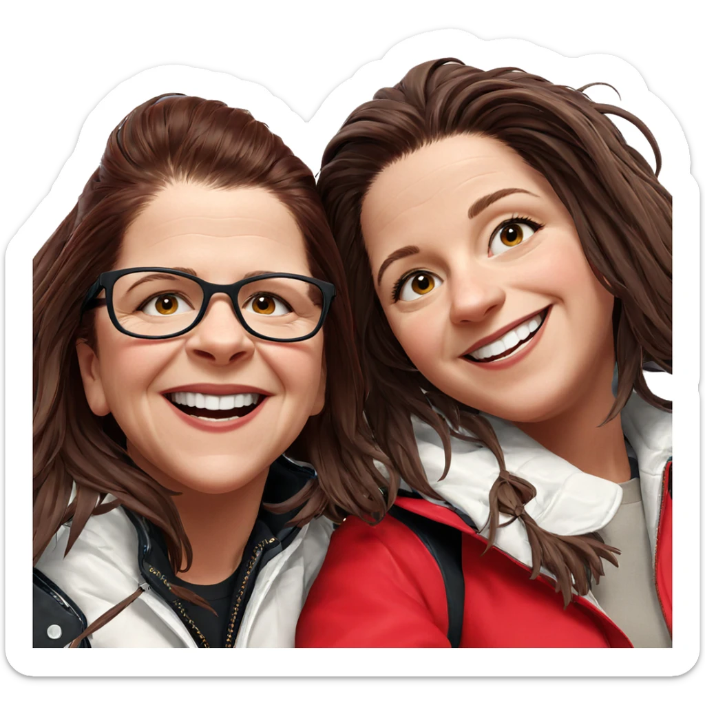 smiling girls in jackets sticker