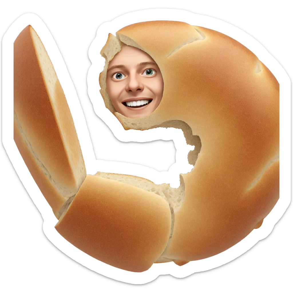 smiling bread on white background sticker