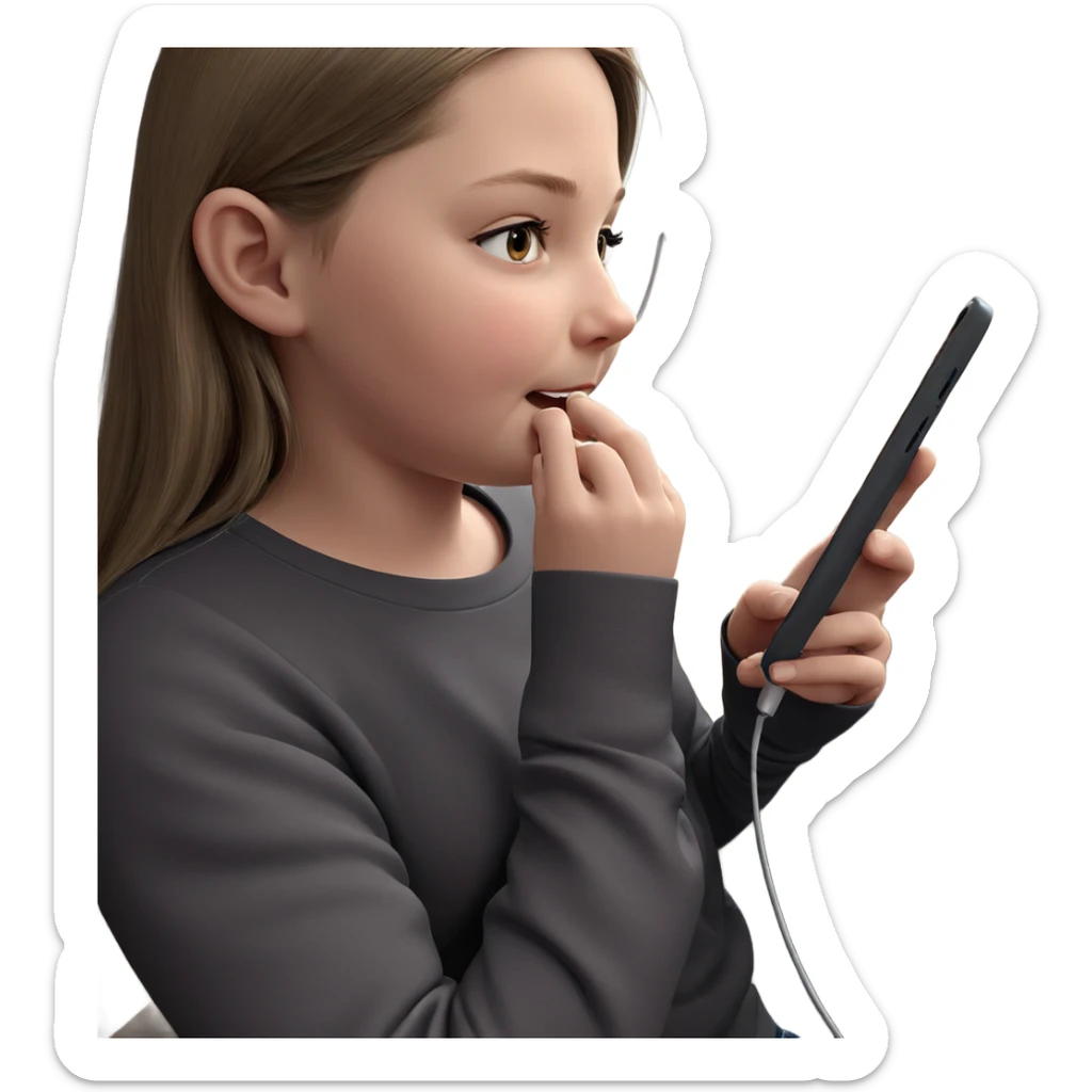 girl with phone indoors sticker