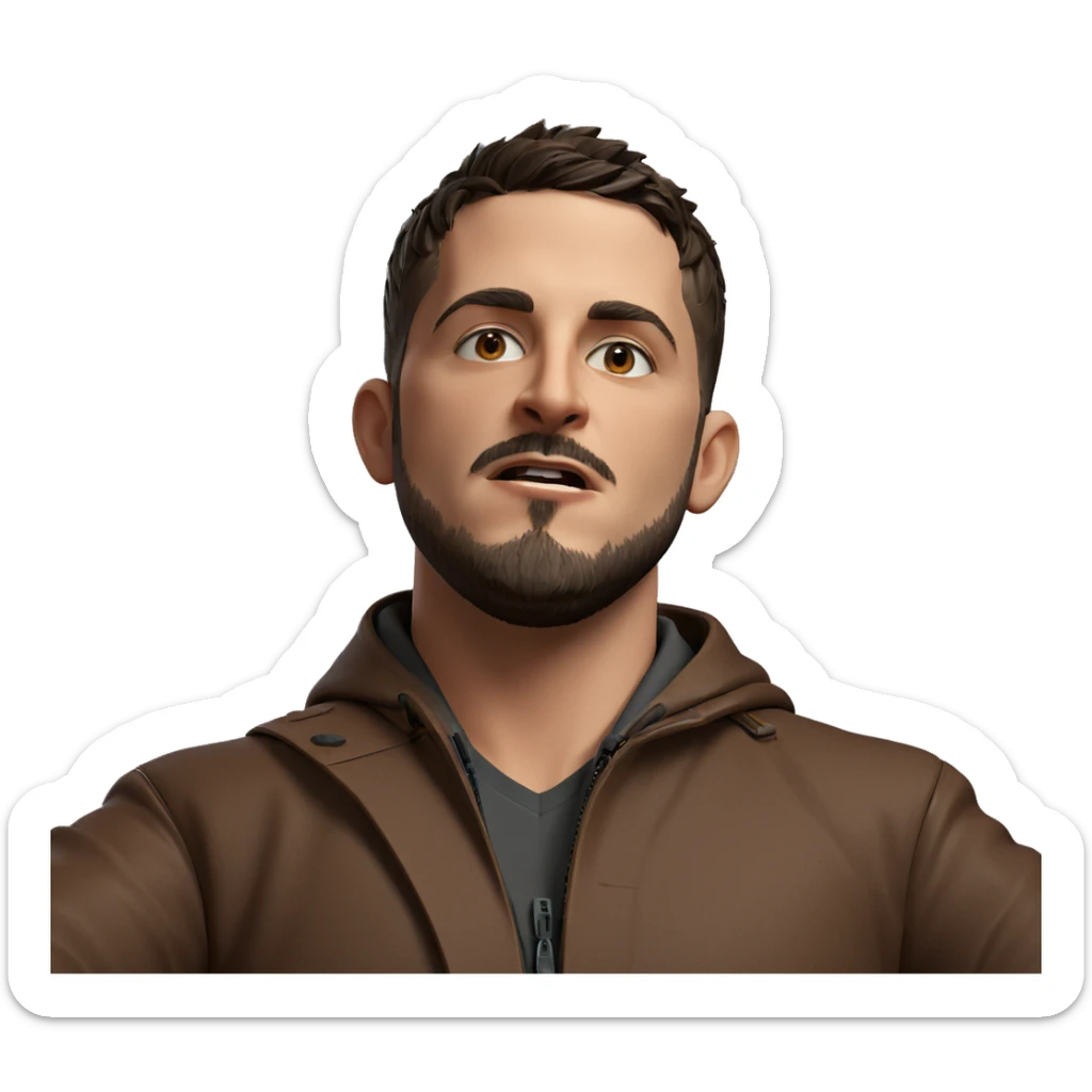 bearded boy in brown jacket sticker