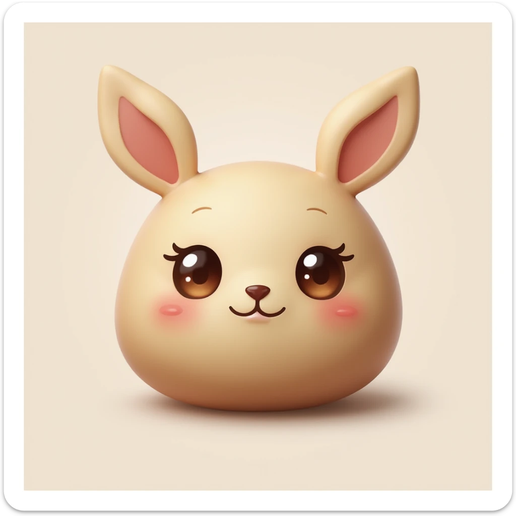 realistic emoji of a café latte vanille with expressive doe eyes and pink cheeks, transparent background sticker