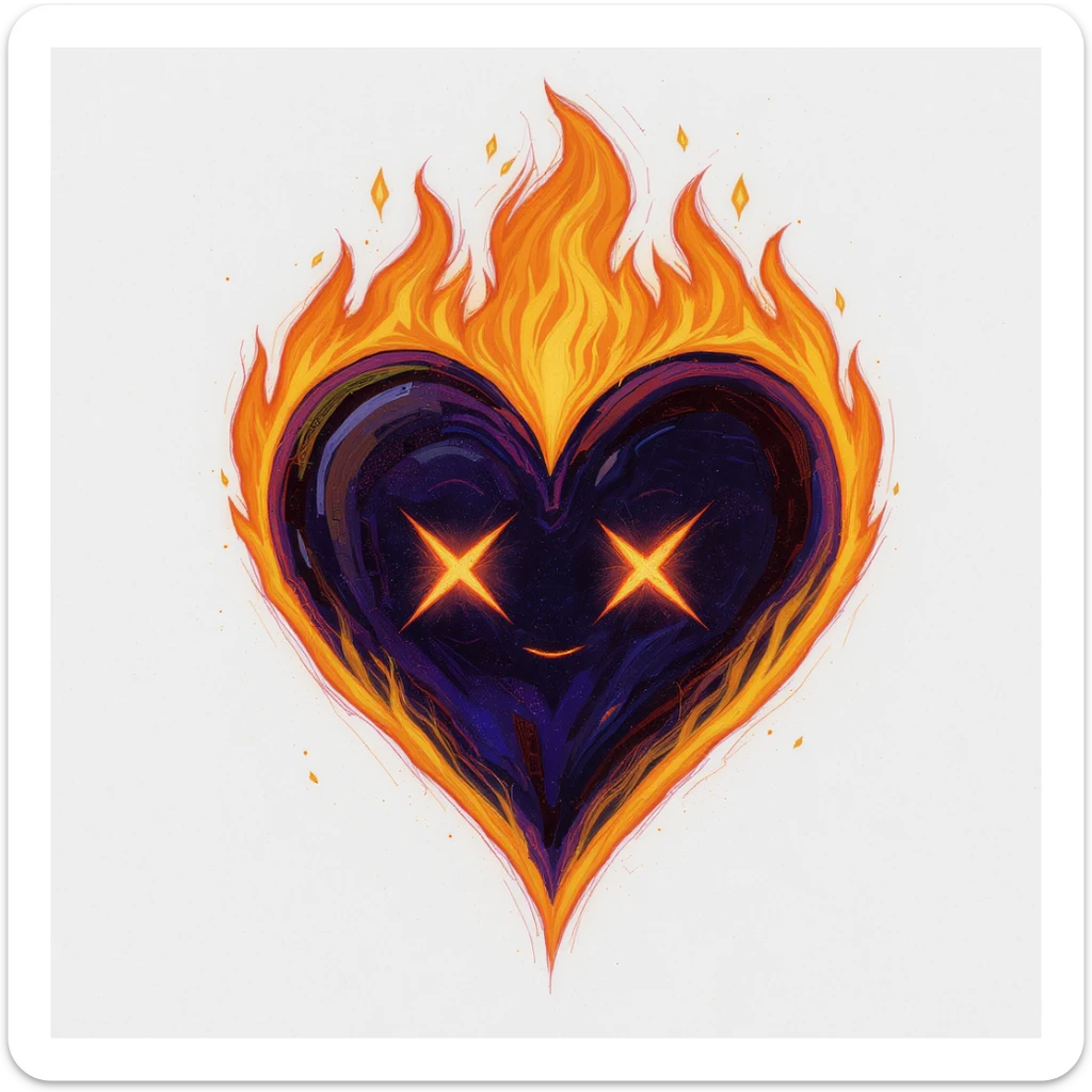 emo heart with flames sticker