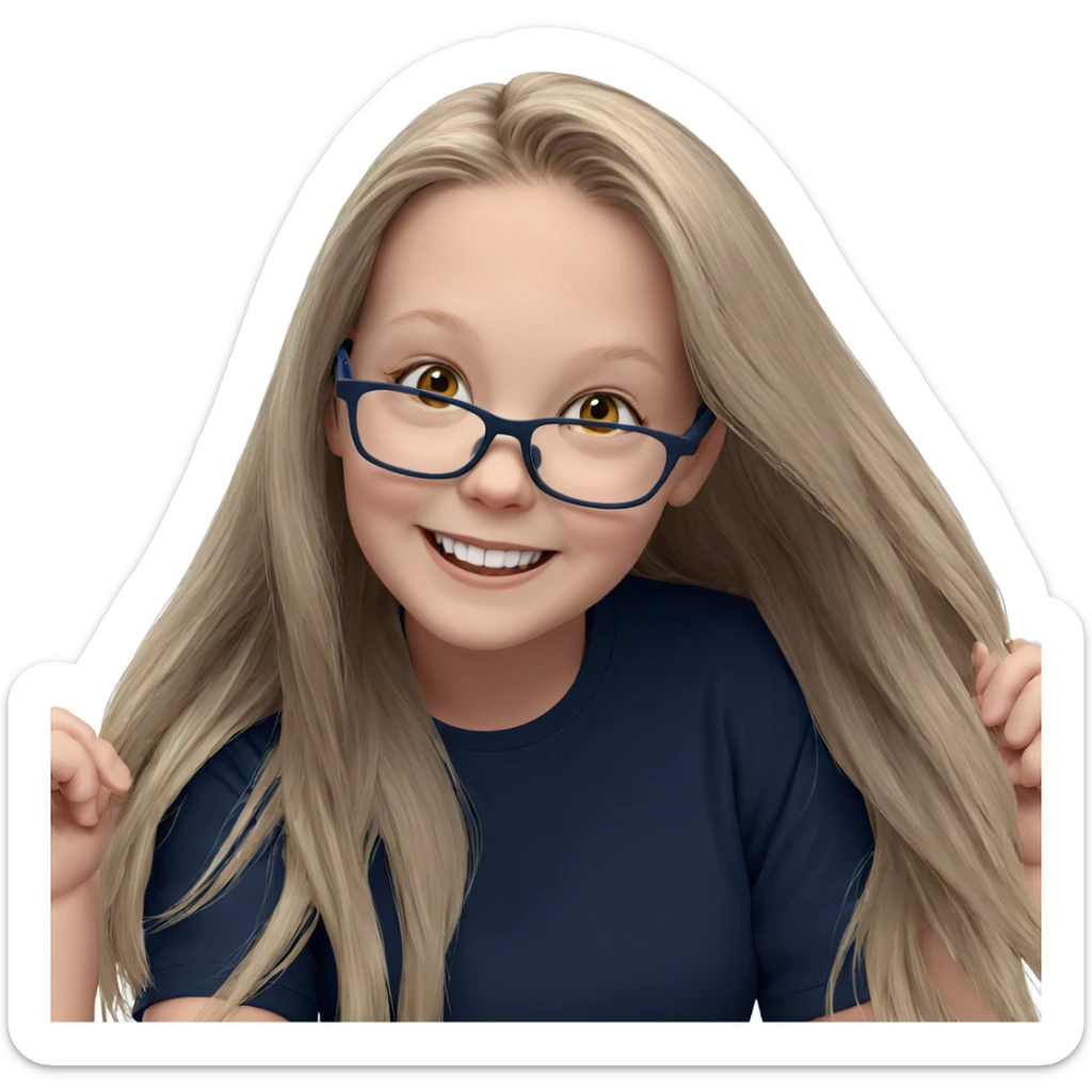 smiling girl with glasses sticker