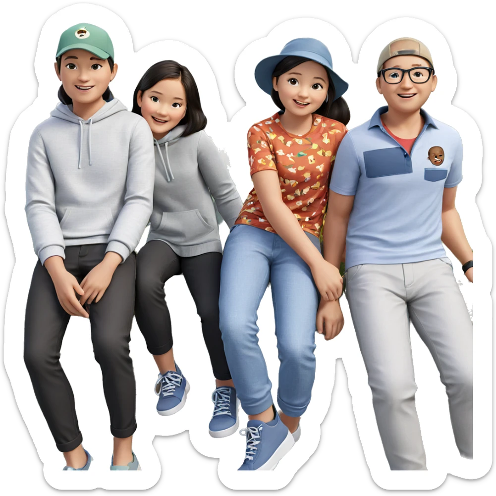 friends enjoying outdoors together sticker