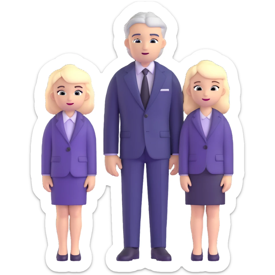 The Parr family from Incredibles in civilian clothes - Bob in business suit, Helen in casual clothes, Violet teen with black hair, Dash blonde boy, baby Jack-Jack sticker