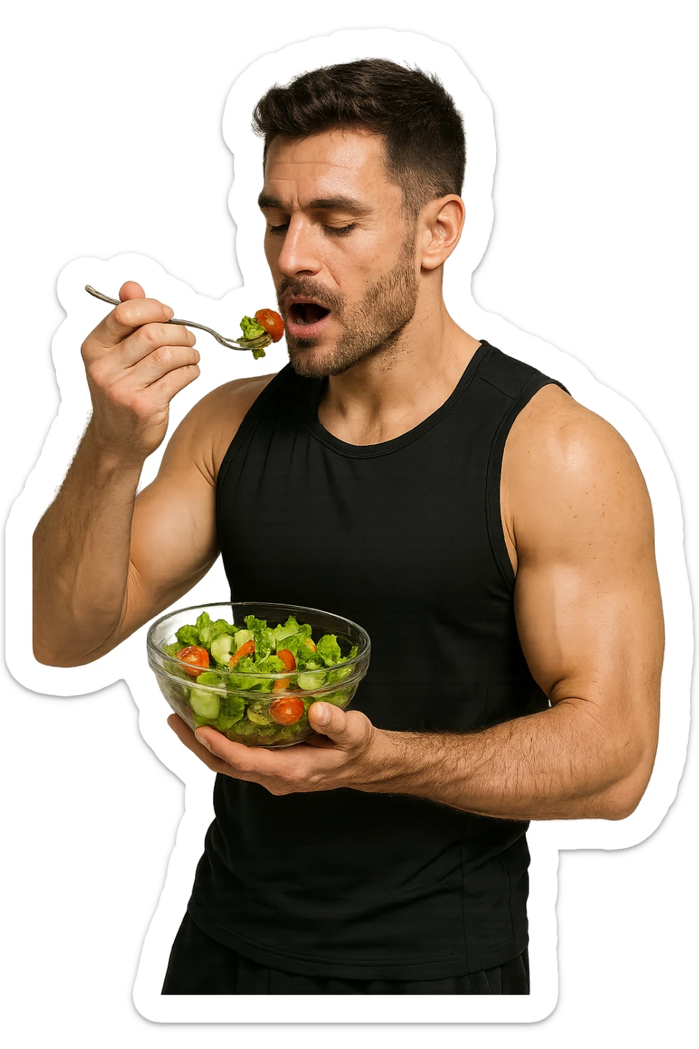 UOMO FITNESS CHE MANGIA INSALATA sticker