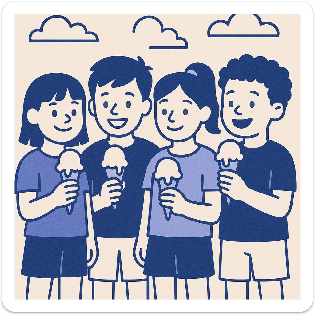 happy children with melting ice cream cones sticker