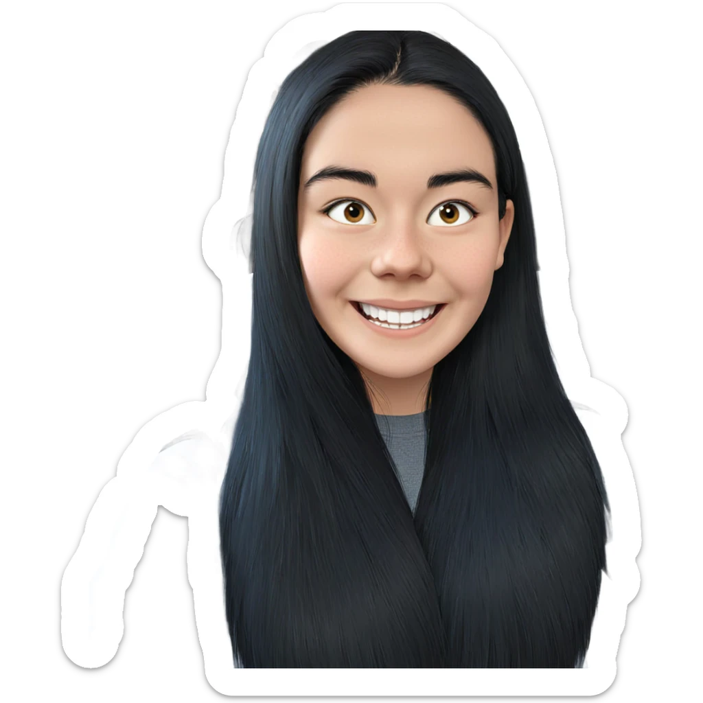 smiling girl with black hair sticker