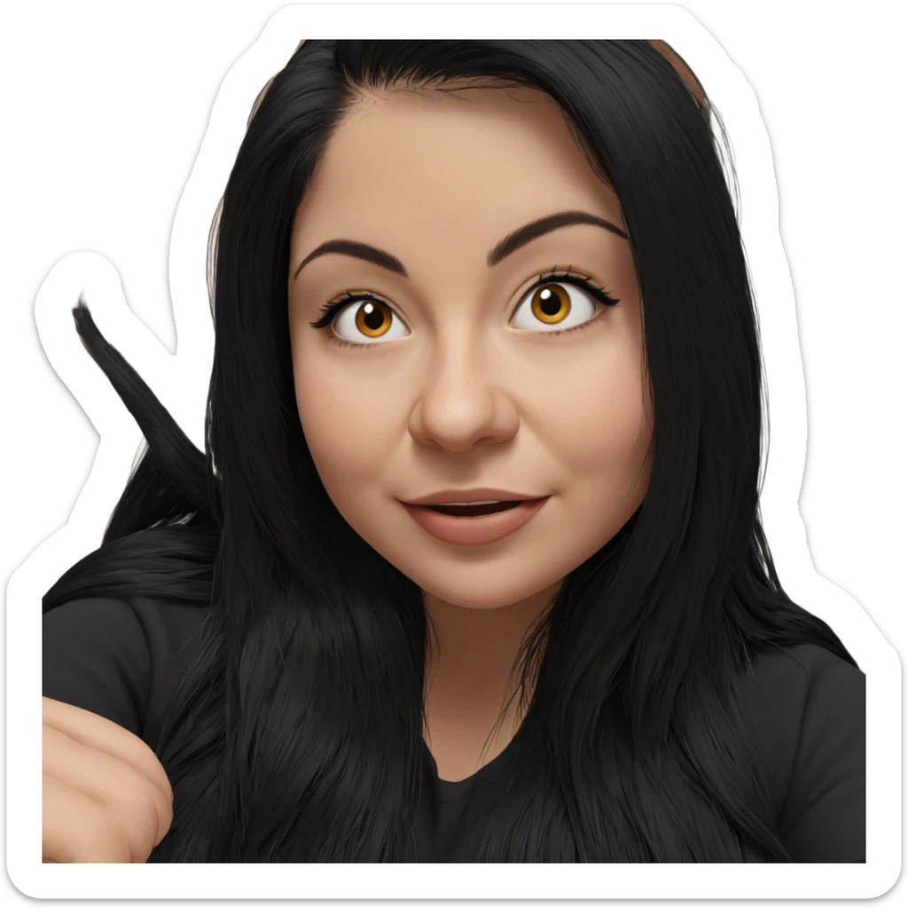 smiling girl with long black hair sticker