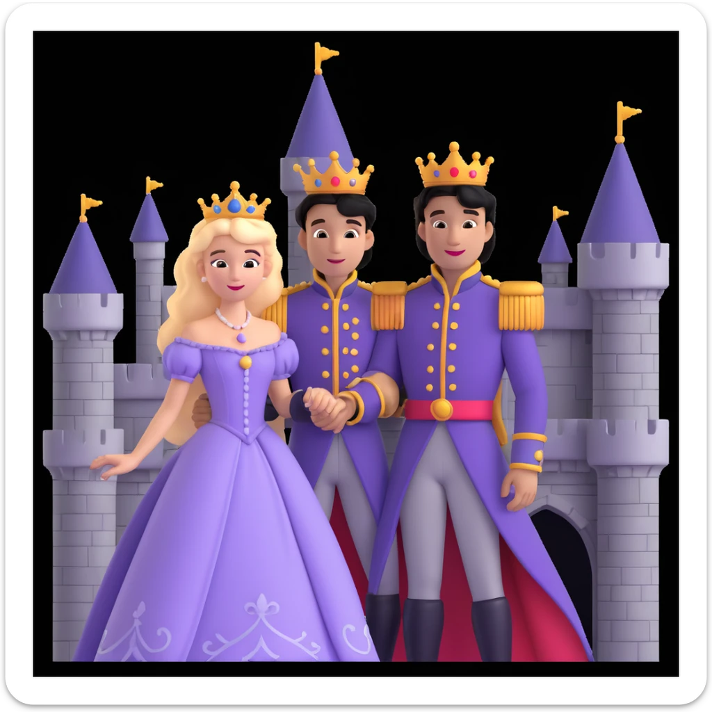 prince and princess disny dress close up photo in castle sticker