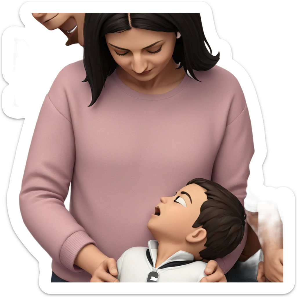 boys with closed eyes cuddle sticker