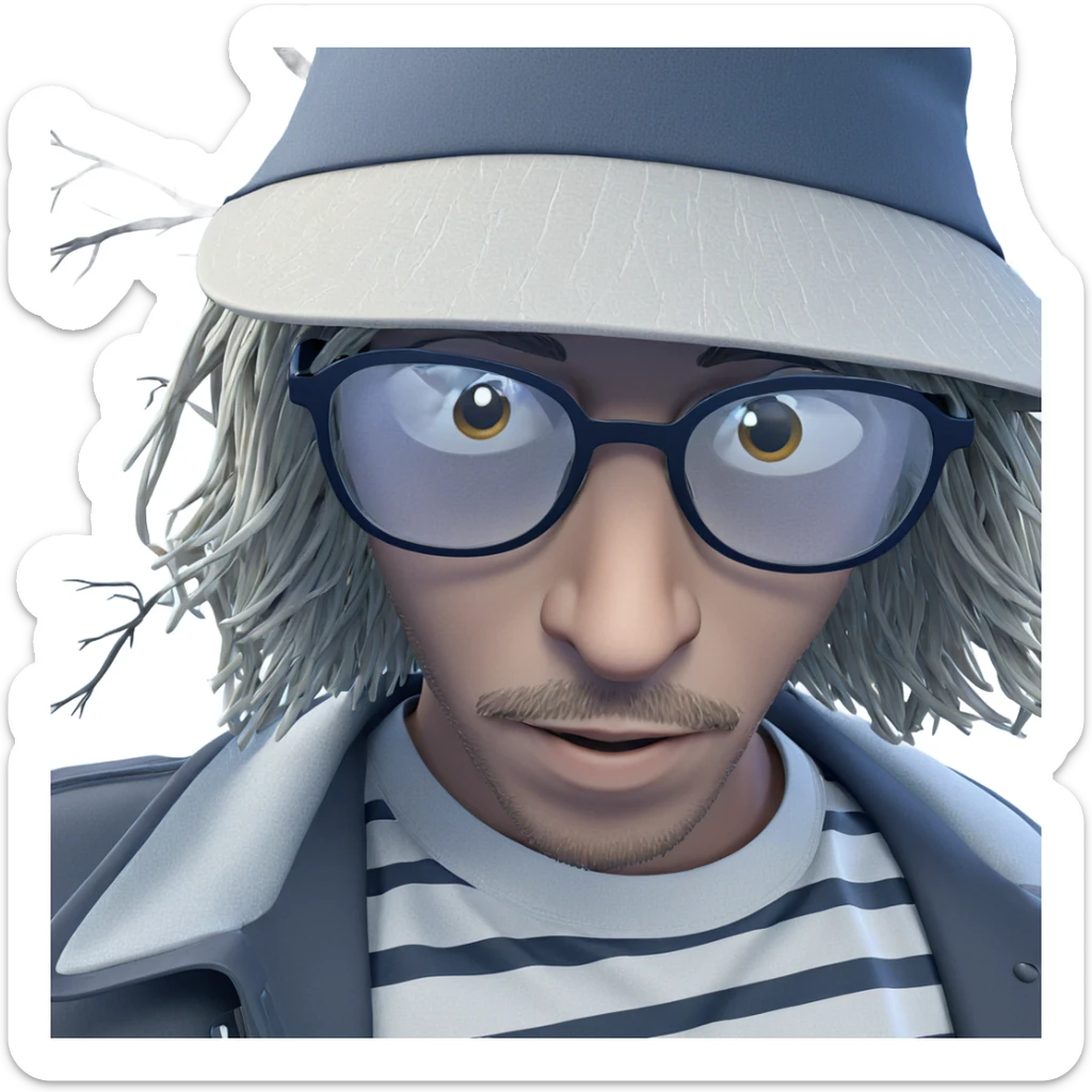 boy in hat by tree sticker