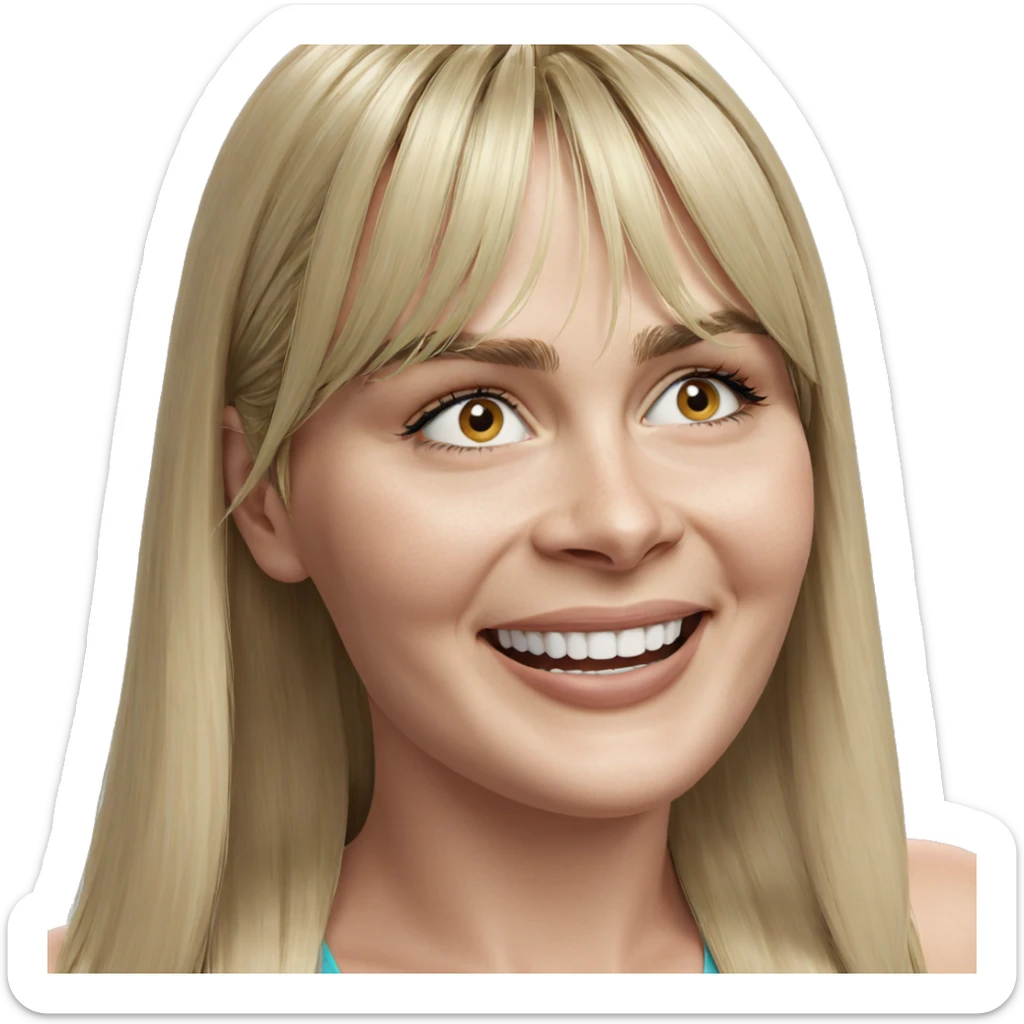smiling girl with blonde hair sticker