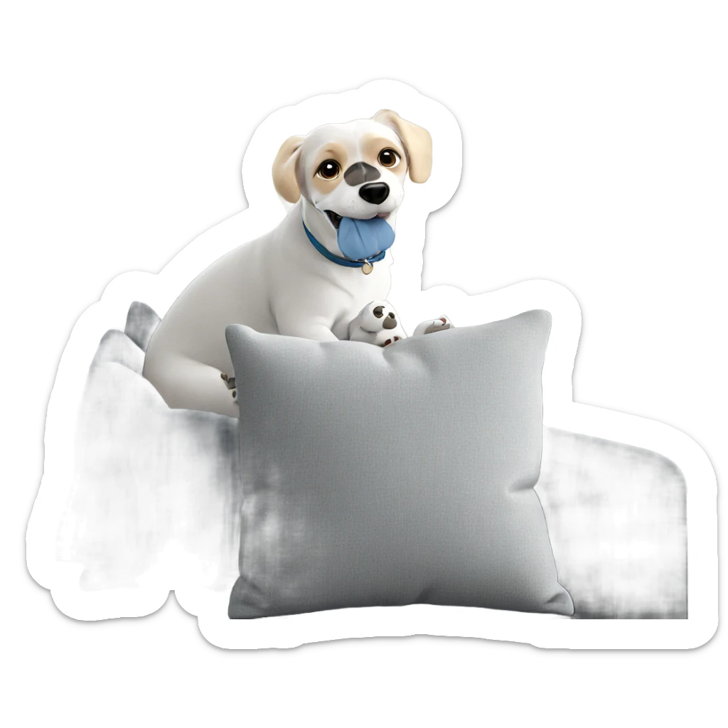 cozy dog on couch indoors sticker