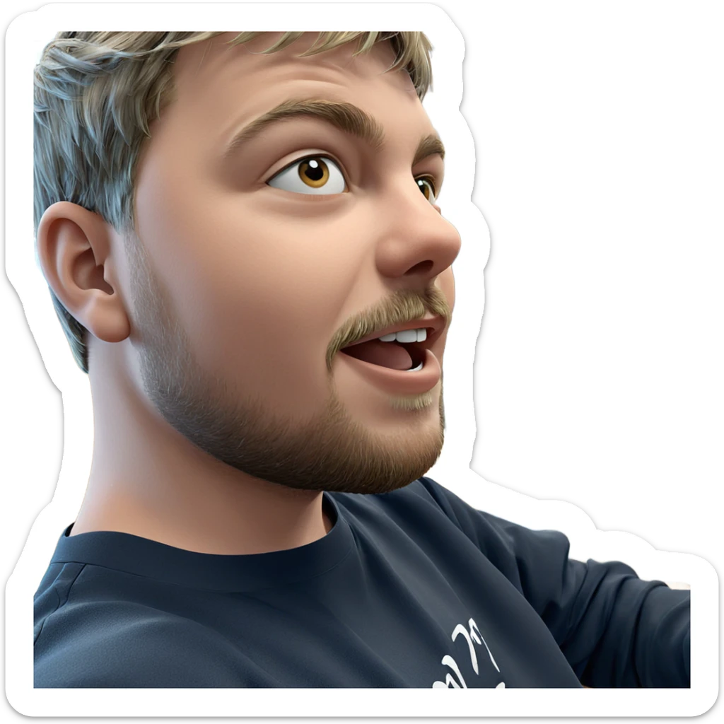 boy with beard indoors sticker