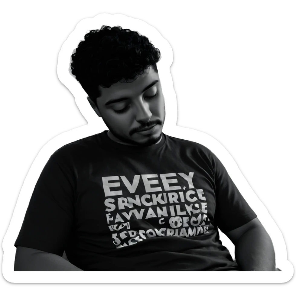 contemplative monochrome male portrait sticker